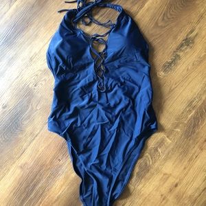 aerie swim Lace Up One Piece Swimsuit